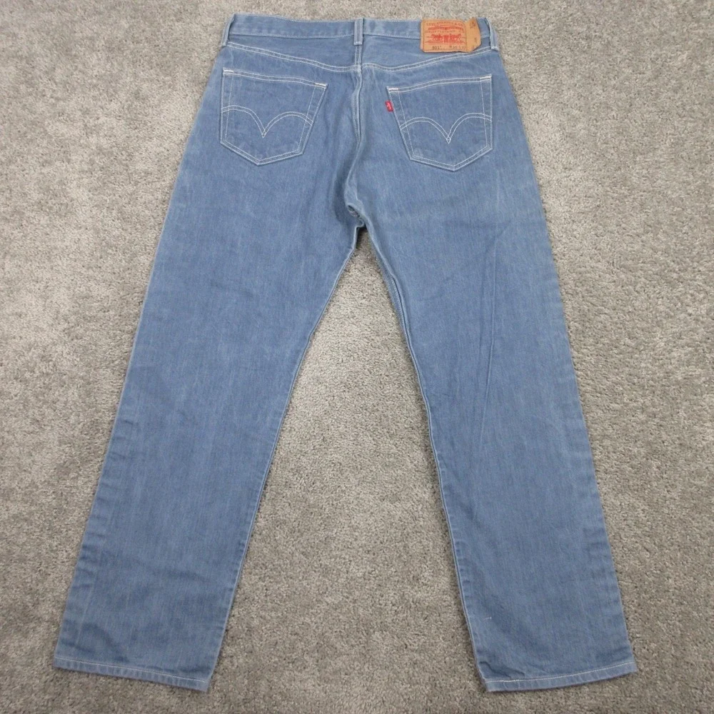 Levis‎ Jeans Mens 34x29 (Tag 36x32) Blue 501 Button Fly Original Straight Denim